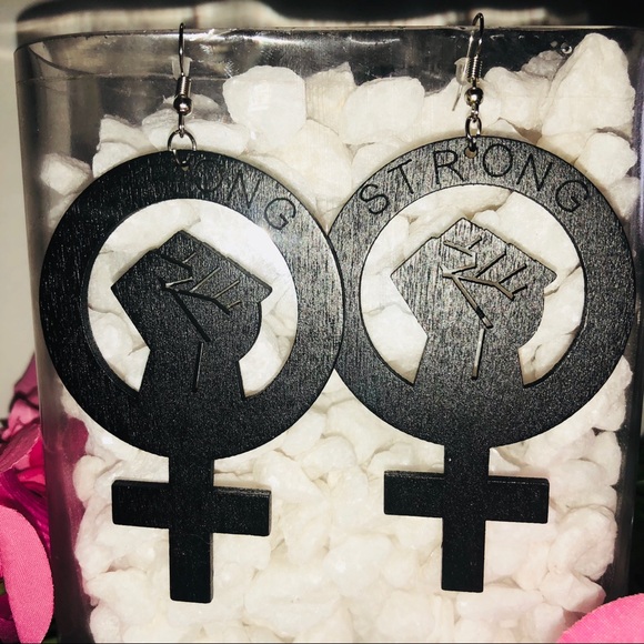 Jewelry - STRONG WOMAN GIRL POWER Wood Laser Carved Earrings Jewelry - STRONG WOMAN GIRL POWER Wood Laser Carved Earrings